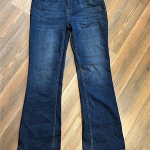 CLEO+WOLF Stylish Dark Blue Flare Women's Jeans